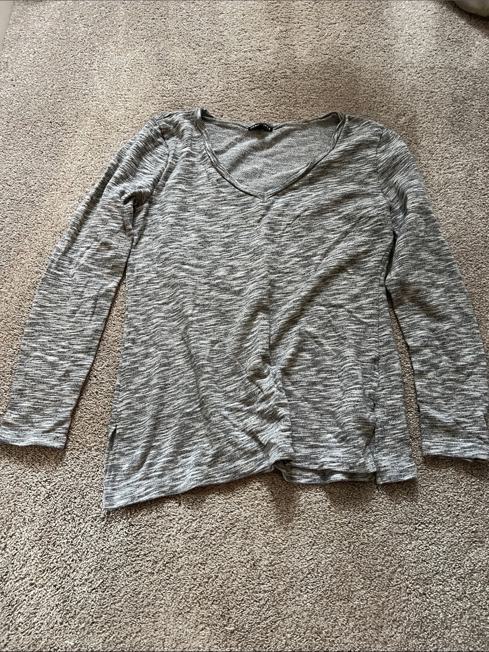 J. Crew Gray Marled V-Neck Long Sleeve Top